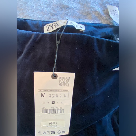 NWT Dark blue Velvet pants. Size M Zara - Picture 3 of 6